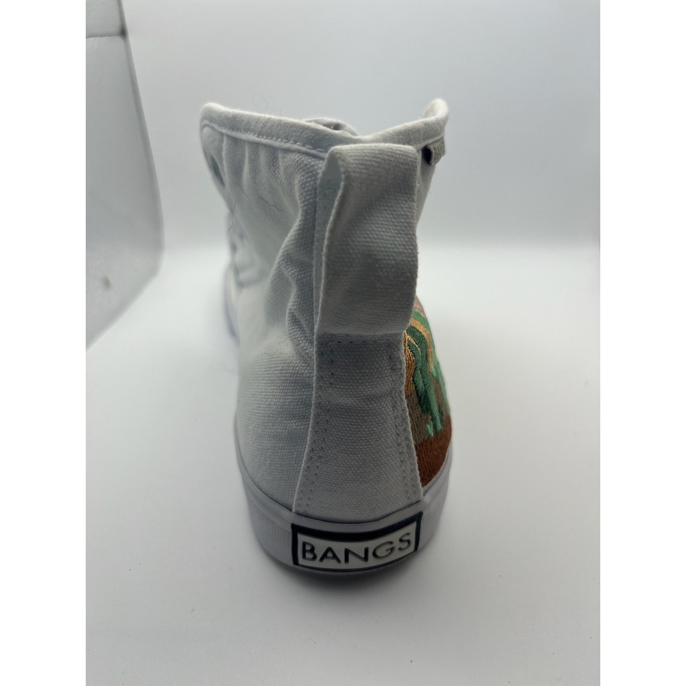 BANGS Shoes White Desert Embroidered High Top Sneakers Mens 6.5 Womens 8 - Picture 3 of 6
